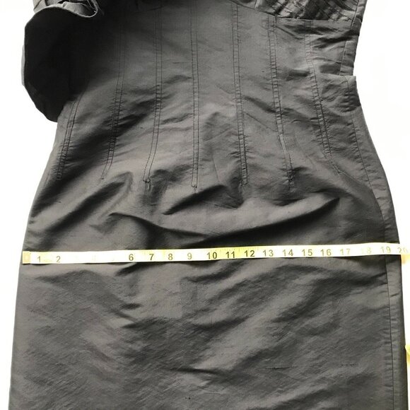 PLENTY party LBD, one-shoulder, silk, ruffle & bling form-fitting dress sz 8 - Picture 12 of 16